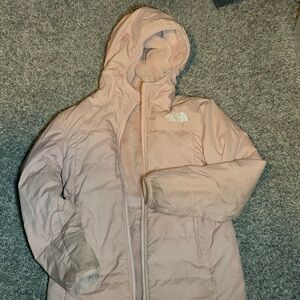 The North Face kids Pink Hooded Jacket—reversible